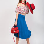 stylish woman in summer outfit isolated posing in fashion trend isolated